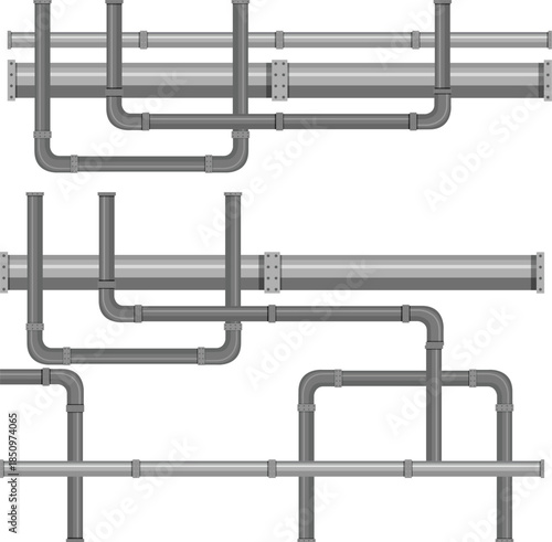 Abstract industrial pipe network for mechanical engineering vector