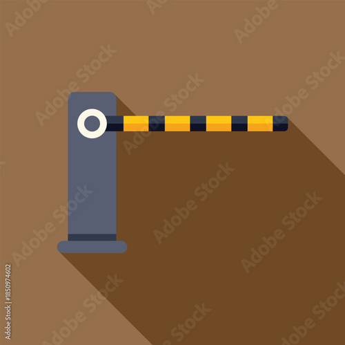 Closed barrier gate with yellow and black stripes regulating access