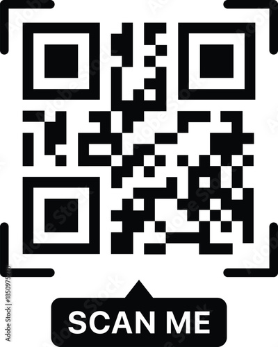 Professional black and white square barcode for mobile business vector