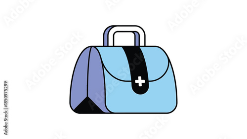 Blue Medical Doctors Bag with White Cross Symbol.