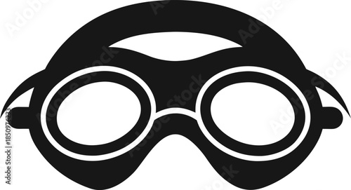 Vector illustration of a black mask with glasses on a white background featuring a stylish frame and lens design as an infinite vision symbol or fashion icon.