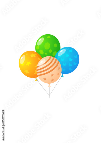 Vibrant colorful balloons floating in air for celebration