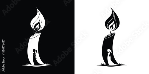 A flickering candle casts a warm glow, its light dancing in the darkness, creating a serene and peaceful ambiance isolated on white background