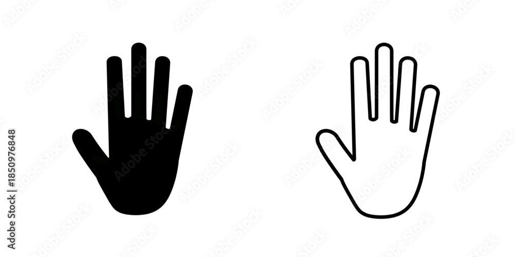 Obraz premium Raised hand set icon isolated on white background.