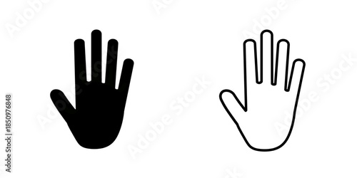 Raised hand set icon isolated on white background.