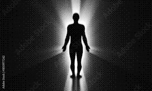 Synthwave space cosmos illustration. Abstract digital background. 80s, 90s Retro futurism, Retro wave universe. Deep space surfaces. Neon lights glowing. Starry background. Vector 3D Rendering