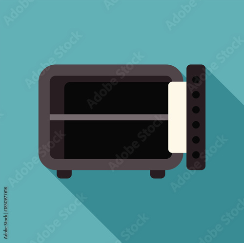 Minimalist vector illustration of a modern server rack cabinet with patch panel, representing data storage and network infrastructure