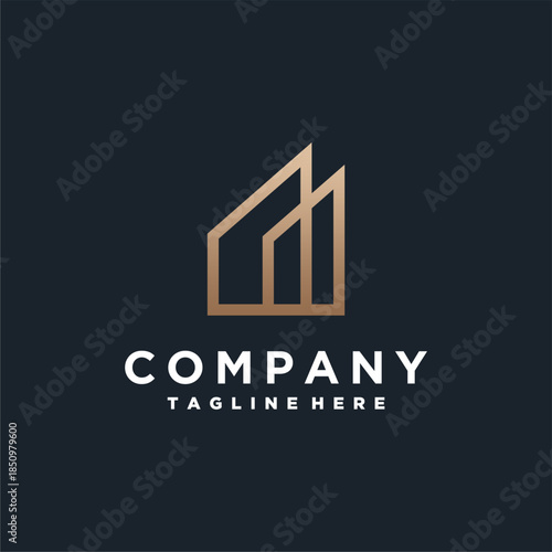 Abstract real estate agent logo vector design. Vector logo for rentals, property sales, house cleaning services, home security, property auctions. Vector building logo concept.