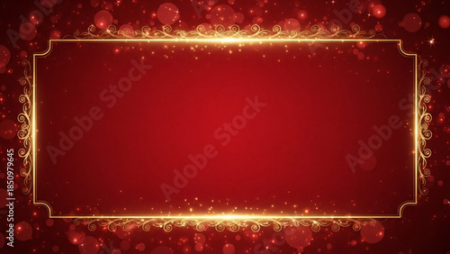 Red background with gold border and sparkles for luxury or celebration design