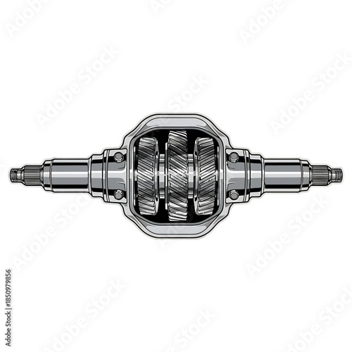 Automotive Differential Gear System Cutaway
