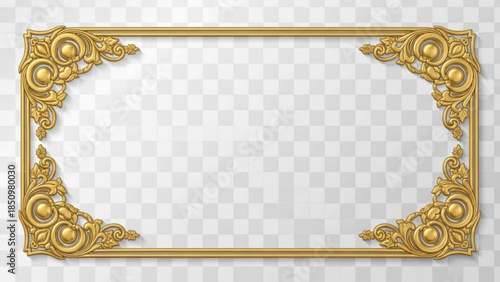 Golden ornate frame with intricate design for decoration