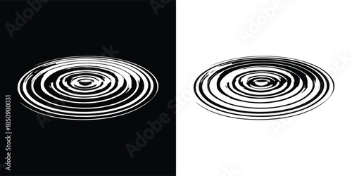 Abstract concentric circle ripple effect illustration isolated on white background, representing water surface with circular wave pattern