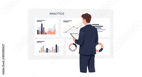 Businessman Analyzing Analytics Dashboard in Office