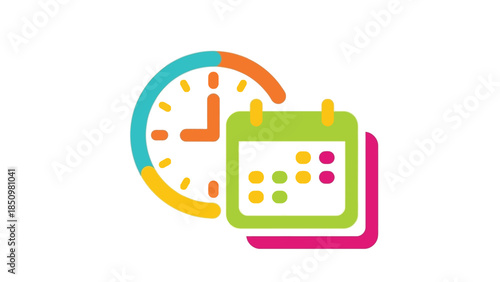 Clock and Calendar Icons Representing Time Management and Scheduling.