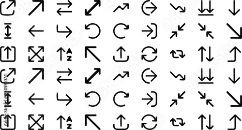 black line arrow icons set vector collection flat design illustration art mage