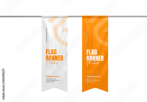 Hanging Flag Banner Mockup