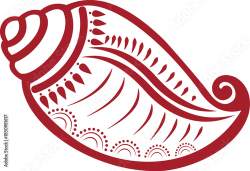 Conch shell , Sankha Marine Mollusc Art Illustration design