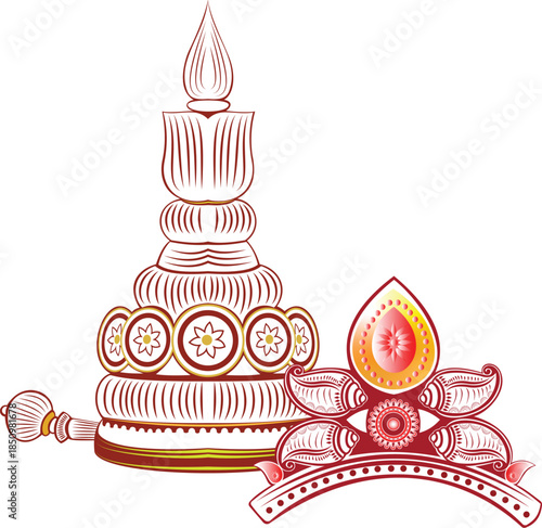 Bengali wedding Mukut and Topor design.