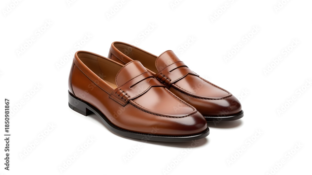 Fototapeta premium Classic Brown Leather Penny Loafers for Men