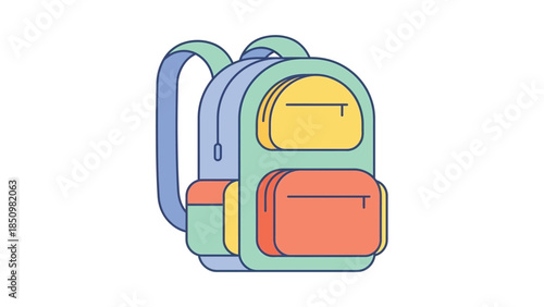Colorful Backpack Illustration for School and Travel.