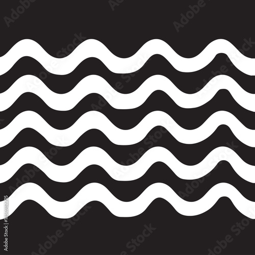 Abstract Wavy Line Pattern Black and White Background.