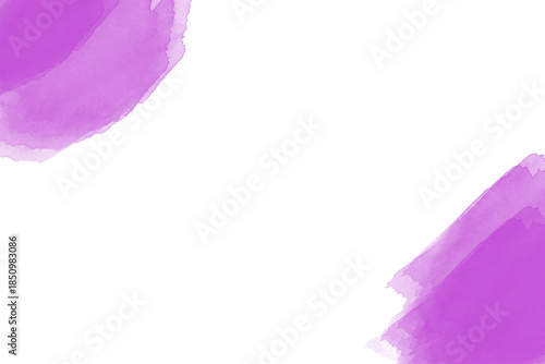 Elegant purple watercolor border frame isolated on white and transparent background.