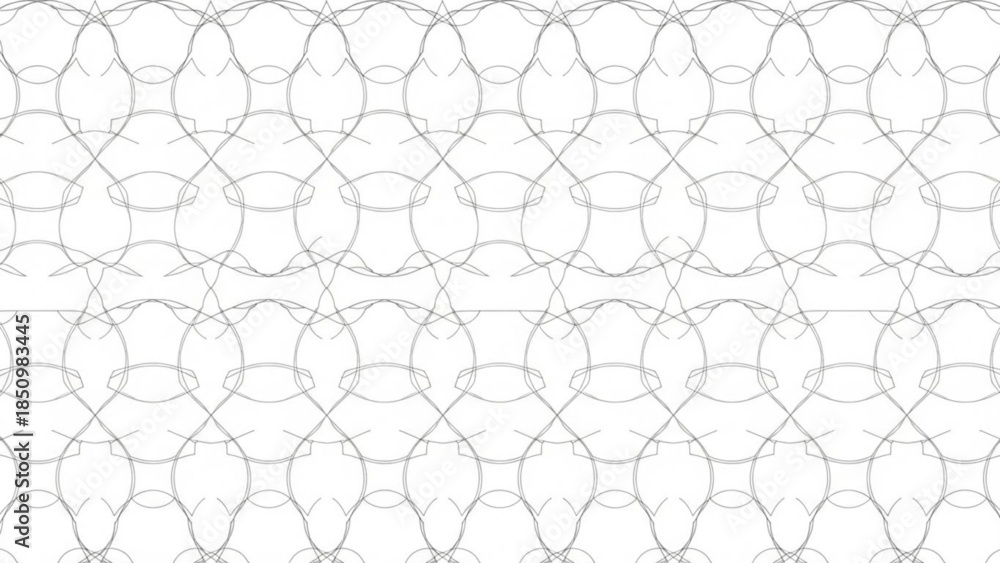 Fototapeta premium Delicate interlocking curvilinear pattern in light grey on a pure white canvas