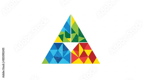 Free Download Vibrant geometric triangle logo composed of interconnected colorful smaller triangles - GFXLoad