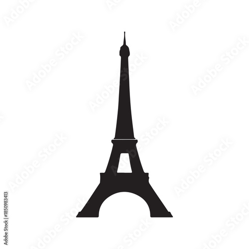 Eiffel tower silhouette icon vector flat design