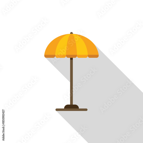 Yellow beach umbrella casting a long shadow, offering respite from the sun on a hot summer day