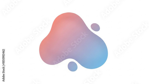 Abstract liquid shape with a smooth gradient transitioning from soft pink to calm blue hues