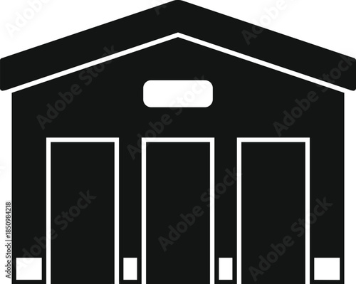 Industrial warehouse building featuring three large loading docks for receiving and shipping merchandise