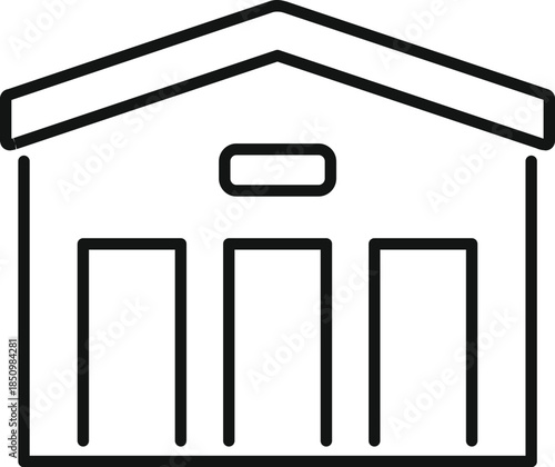 Simple icon representing a storage warehouse building, symbolizing logistics, distribution, and inventory management