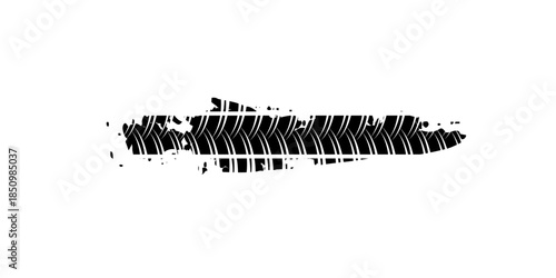 Black tire tracks. Car, bike, motorcycle tyre marks with grunge effect set isolated on white background. Collection of different wheels footprints on the road. Top view of rubber protector marks.