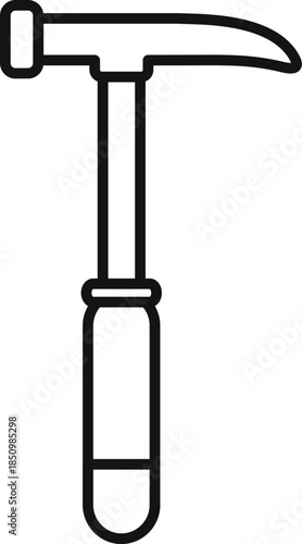 Line drawing of a rock hammer or geologist pickaxe, a tool used for demolition, mining, and geology