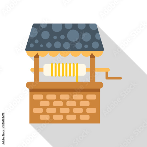 Old fashioned water well with a crank and rope for lifting a bucket