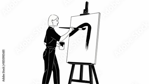 artist painting on easel