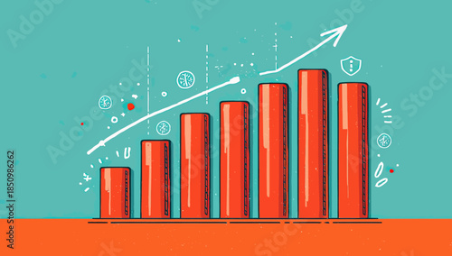 Increasing business growth chart graph.
