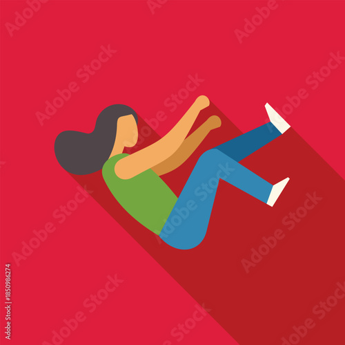 Woman experiencing a sudden fall, symbolizing loss of control, instability, and the unexpected challenges of life