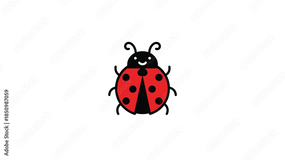 Naklejka premium Cute cartoon ladybug illustration with black spots.