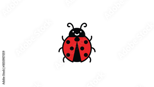 Cute cartoon ladybug illustration with black spots.