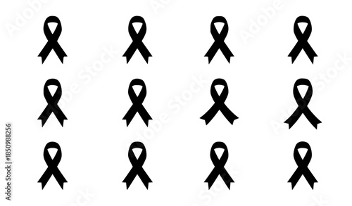 World Cancer Day awareness ribbon silhouette vector set for healthcare support and medical campaigns