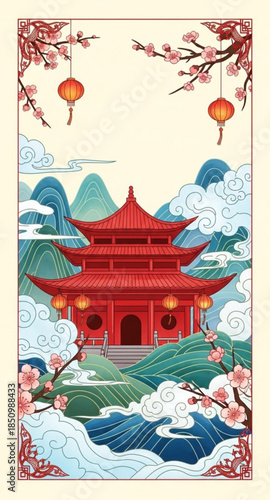 chinese pavilion in the park