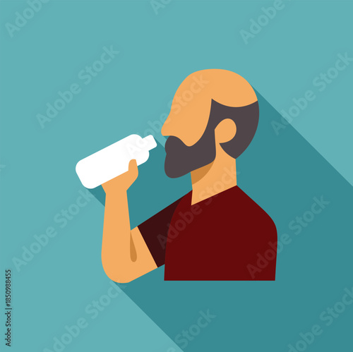 Bearded man enjoying refreshing water from reusable bottle, promoting hydration, health, and eco consciousness