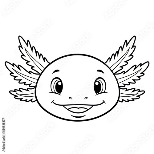Adorable Axolotl Face with a Cheerful Smile.