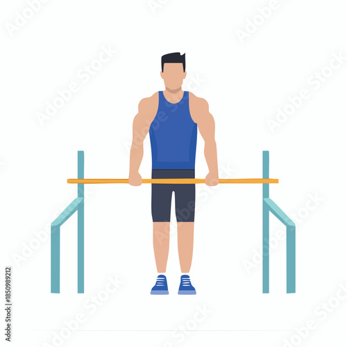 Man Doing Pull-Ups at an Outdoor Exercise Park Flat Vector Graphic Healthy Lifestyle Illustration
