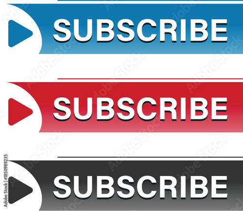 Flat style subscribe button set for video channels