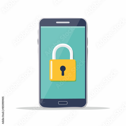 Smartphone displaying a secure lock symbol indicating phone security and personal data privacy lock mobile phone device