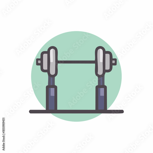 Barbell with weights for strength training in a modern, minimal vector illustration with soft, playful colors and background.