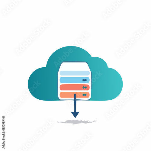Cloud Server Data Transfer Download Illustration Cloud Computing Solution
